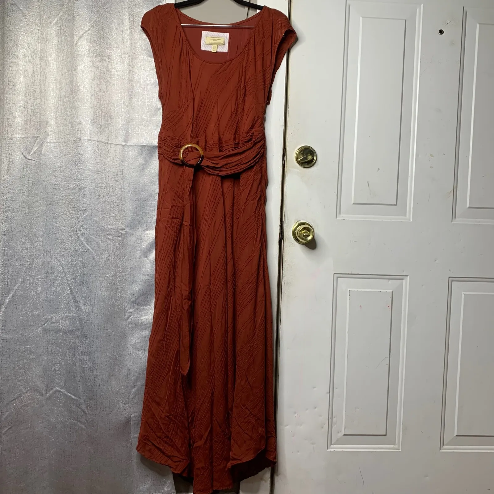 Anthropologie terra cotta fall midi dress size‎ 10 boho autumn wedding guest - Image 2