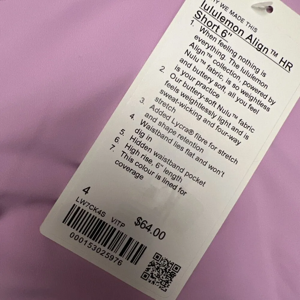 Lululemon Women’s Align HR Shorts 6” Size 4 Vita Pink VITP New w/tag - Image 3