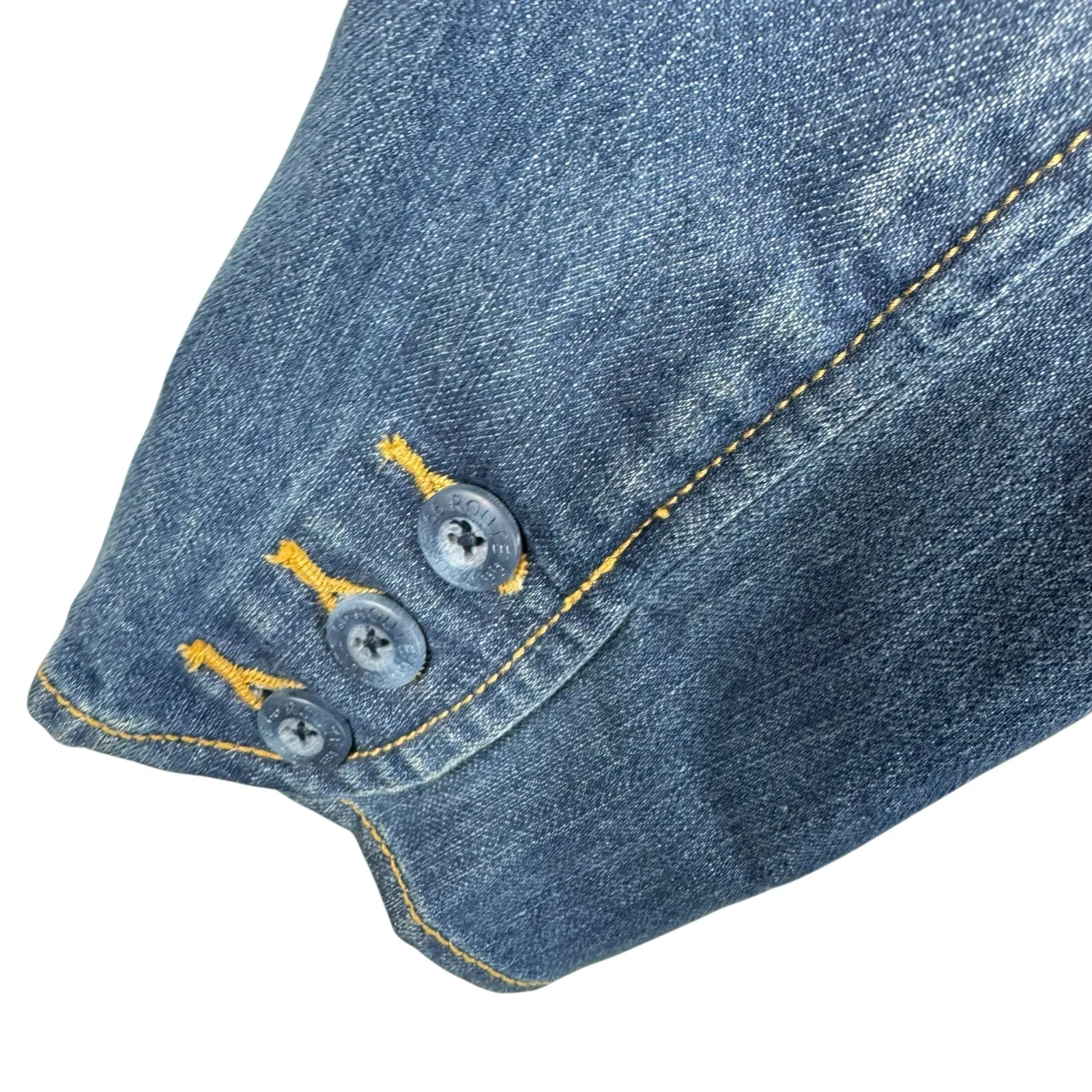 Route 66 Cotton Blend Medium Wash Button Up Collared Jean Jacket Stretch Size L - Image 4