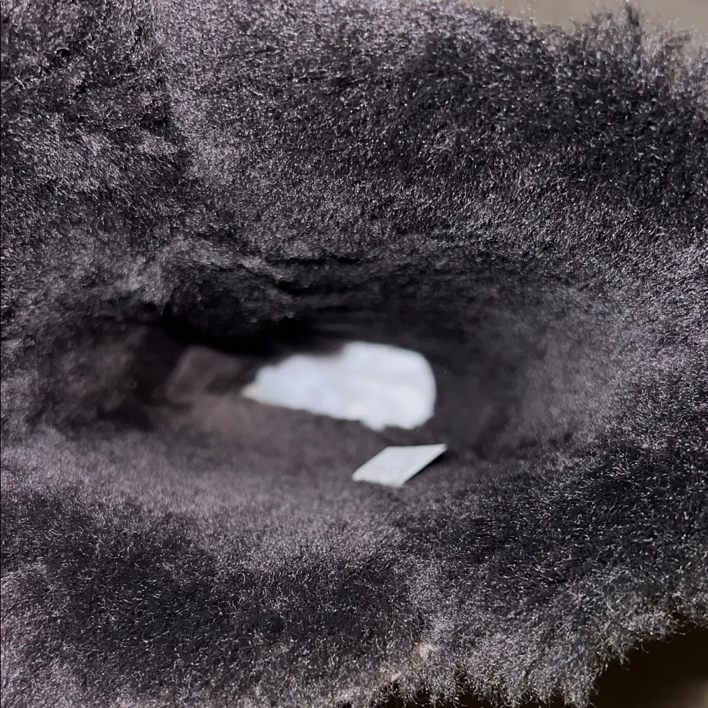 UGG Dark Brown Suede Boots with Fur Trim and buttons - Image 8