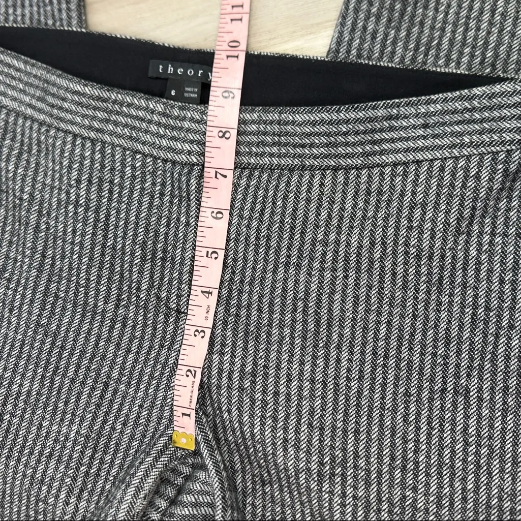 Theory black white wool blend herringbone pants size 6 - Image 8