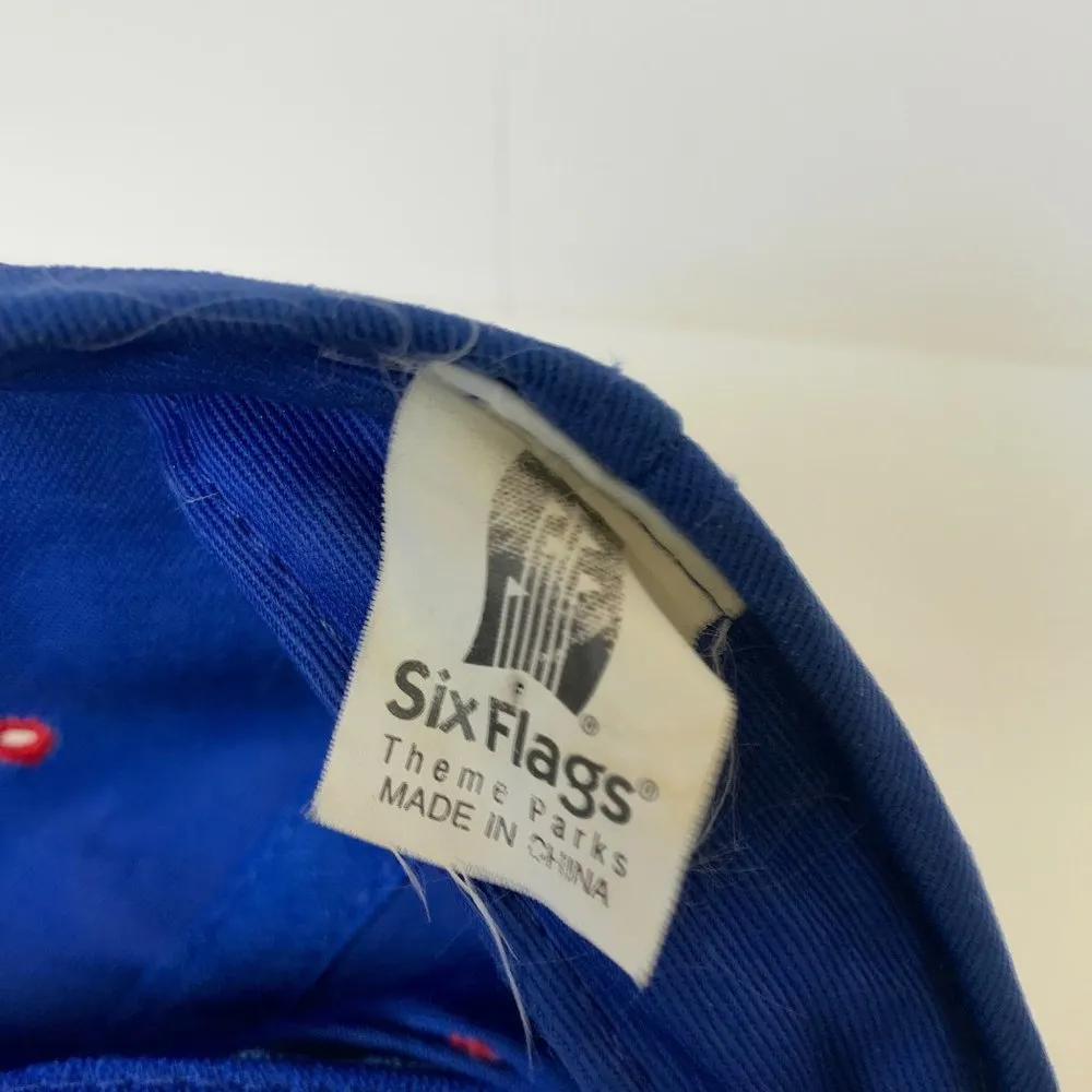 90s VINTAGE Six Flags Snapback Superman Ride Hat Cap Logo Rollercoaster OSFA OG - Image 4