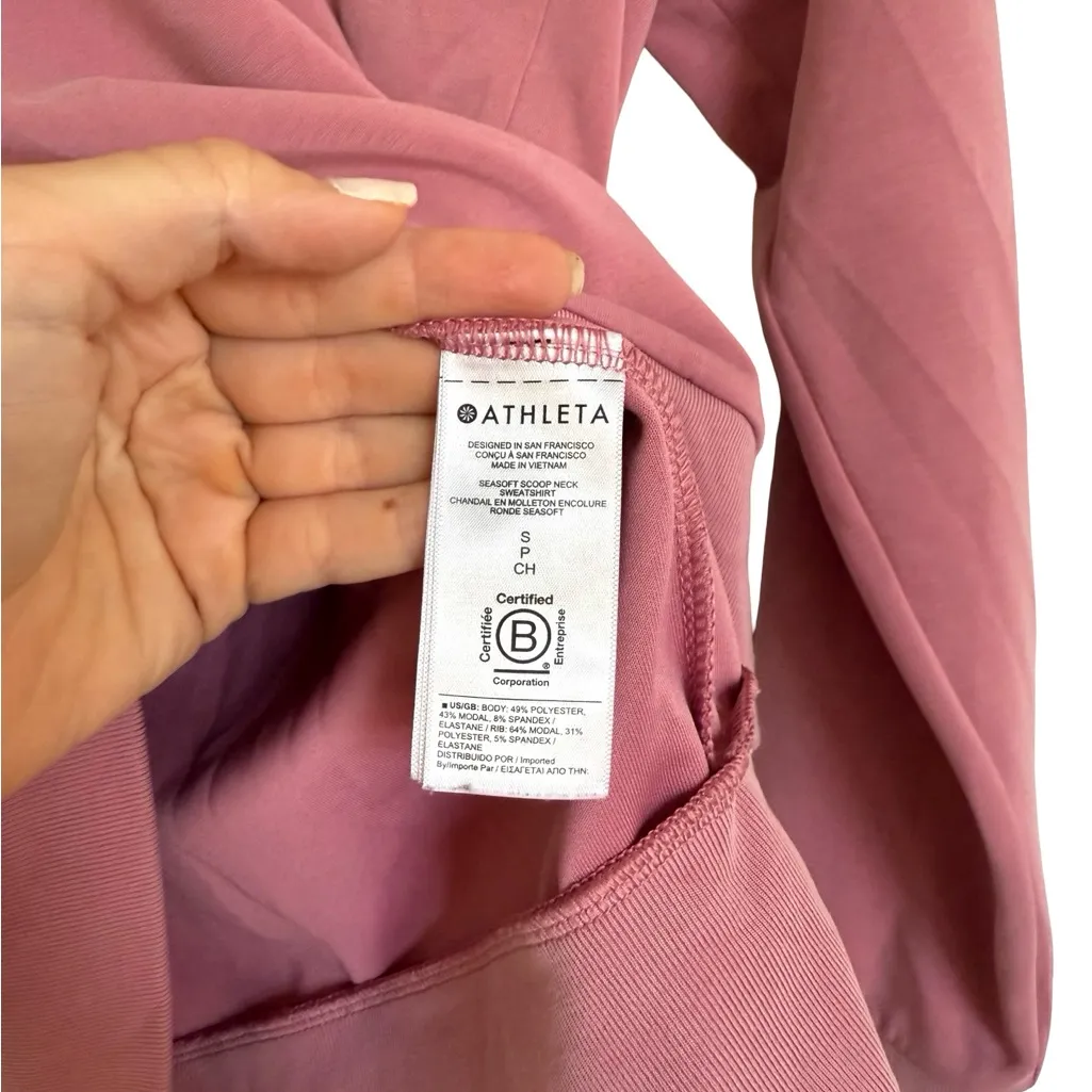 Athleta Ultra Soft Pink Mauve Pullover Crew Neck Sweater Long Sleeve Small S - Image 6