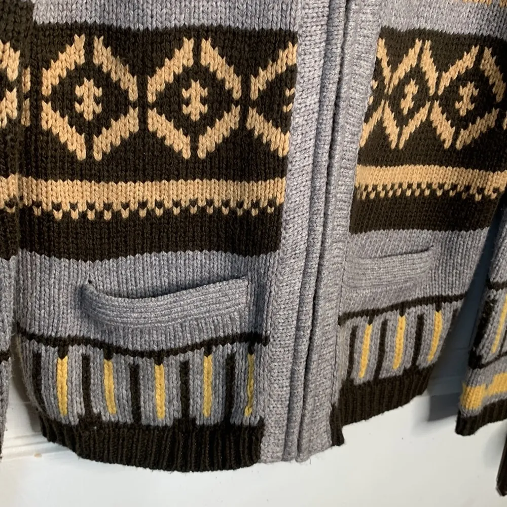 Anthropologie Sparrow Knit Zip Nordic Fringe Sweater Hoodie Cardigan W-168 Sz XS - Image 4