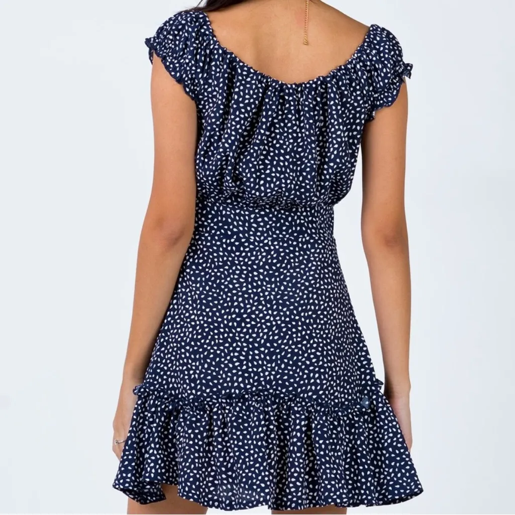 Princess Polly Navy Polka Dot Ruffle Mini Dress Size 2 - Image 4