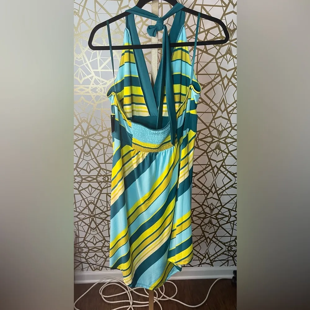 🩵NWT Wild Fable Women's Sleeveless Halter Dress Blue Striped XXL - Image 3