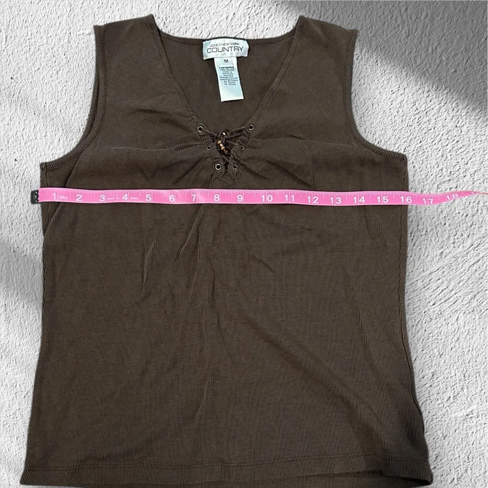 Brown Jones New York sexy y2k tank top with scrunchie corset v neck little beads - Image 4