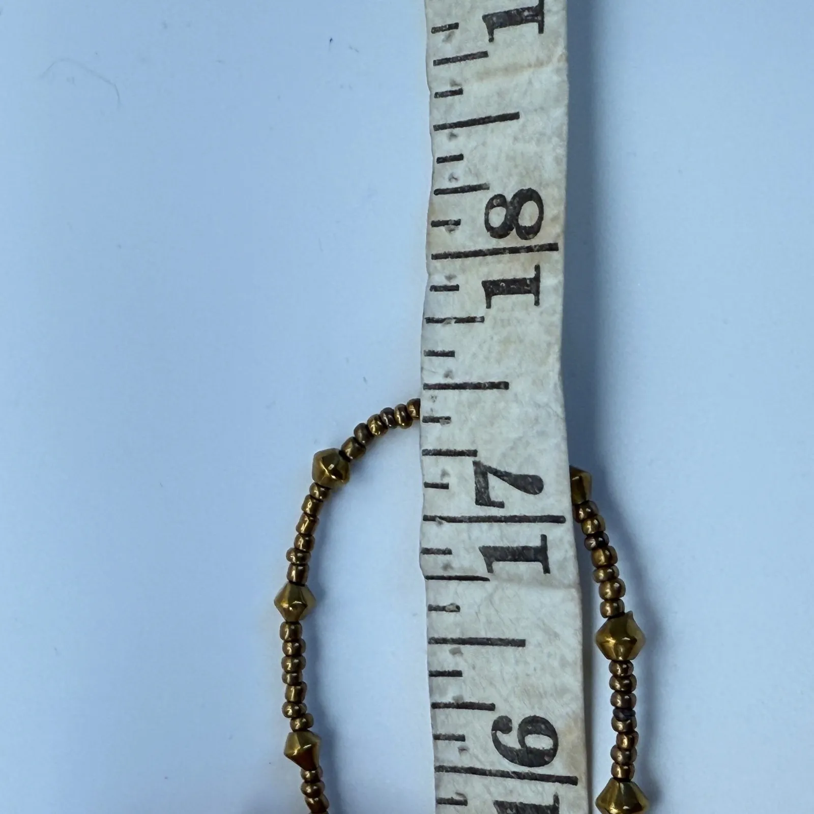 VTG Long Beaded Necklace Gold Brown Black Art Deco Style Y‎ Pendant Jewelry - Image 4