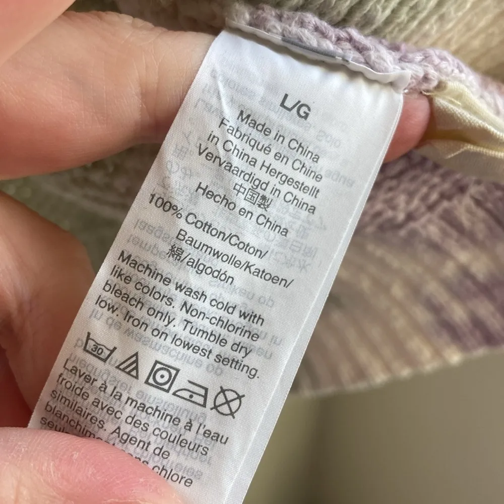 Madewell Tie-Dye Puff-Sleeve Sweater (Sz L) Textured Cotton Mockneck - Image 6