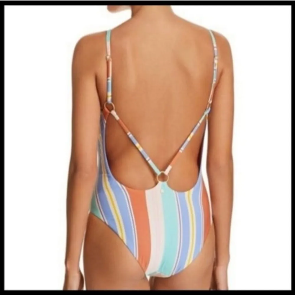 Dolce vita blush striped one piece swimsuit size L. Pastel colors - Image 2