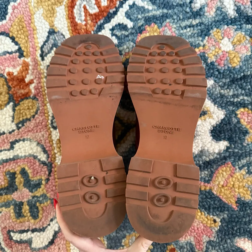 Charlotte Stone Billie Chunky Platform Loafer Heels In Carmine 10 - Image 5