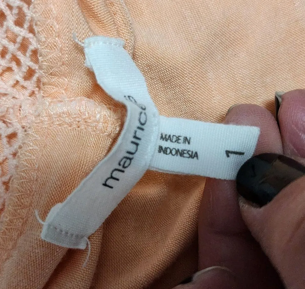 Maurices Peach Ruffled Lace Panel Vneck Tank Size 1X - Image 6