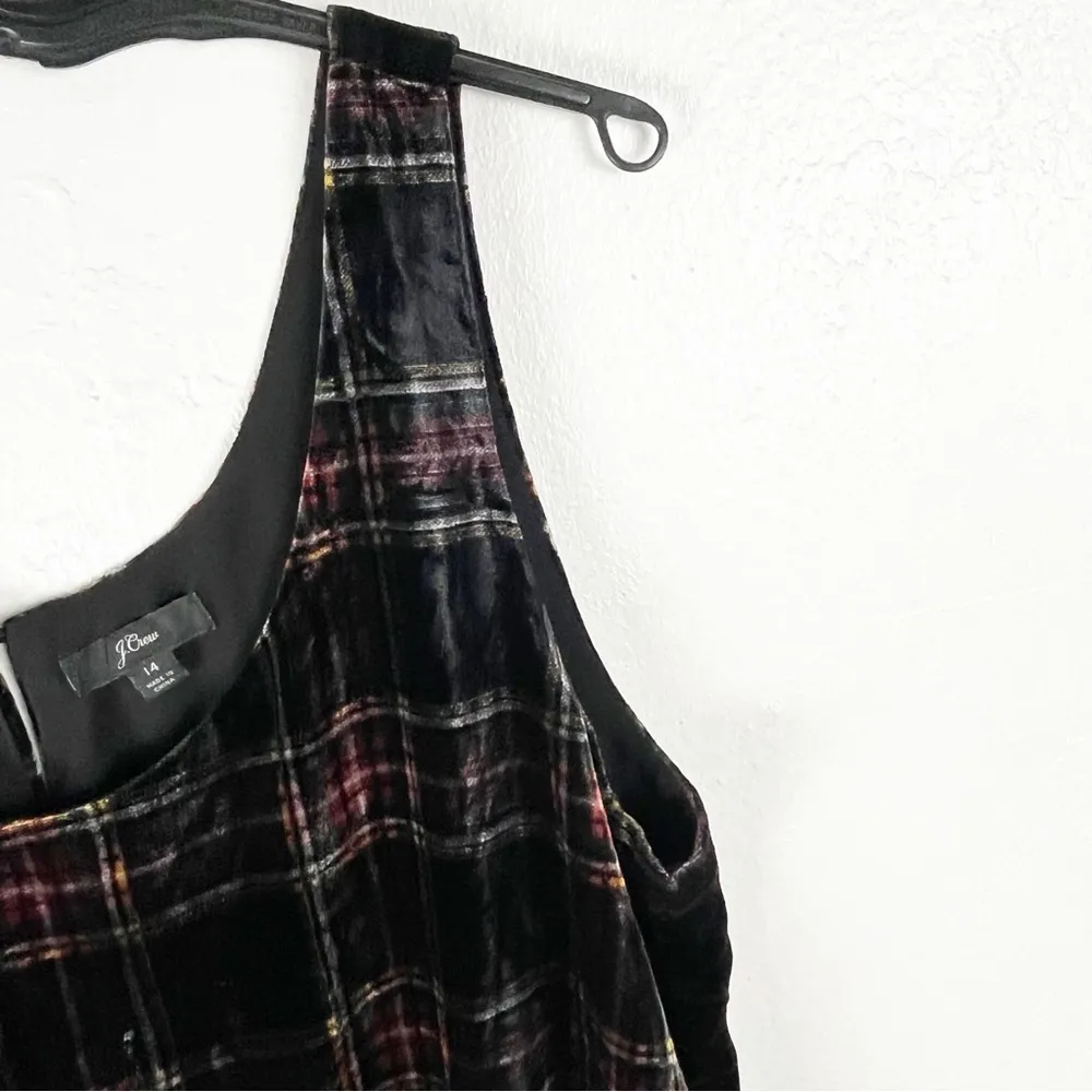 J. CREW Stewart Tartan Plaid Sleeveless Velvet Lined Sleeveless Top, Size 14 - Image 8