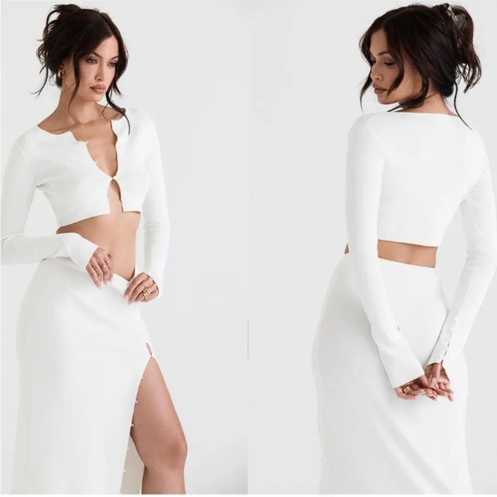 HOUSE OF‎ CB 'Eloise' Ivory Cropped Cardigan NWOT - Image 3