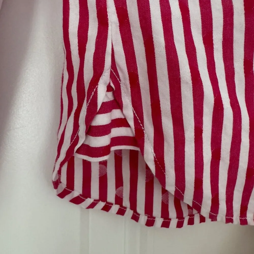 Vineyard Vines 100% Cotton Striped Ruffle Neck Button Down Top Long Sleeve 4 - Image 5