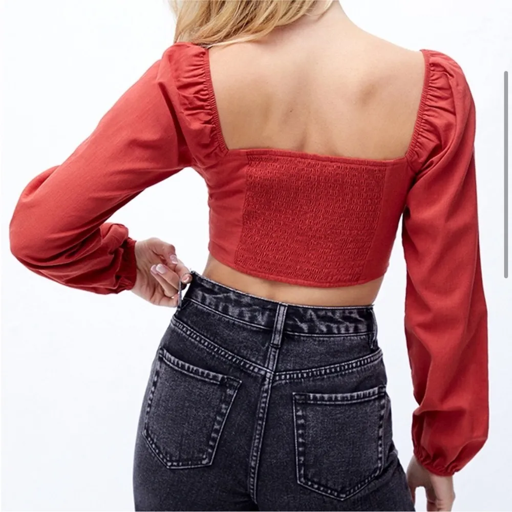 NWT PacSun/La Hearts Lace Up Long Sleeve Rust Boho Crop Top  Size Medium - Image 9