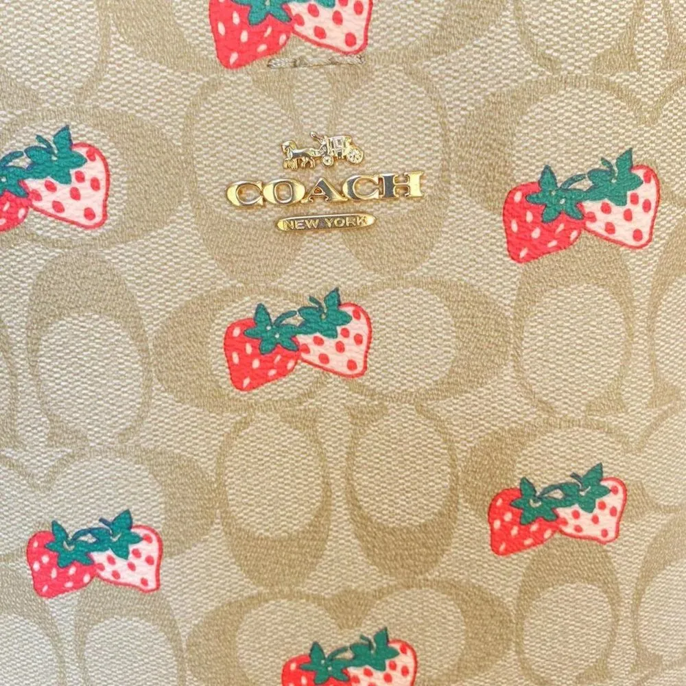 Coach Mollie Bucket Bag 22 In Signature Canvas With Strawberry Print cB602 - Image 3