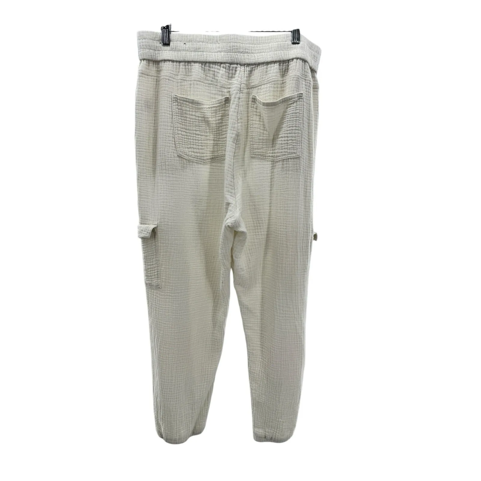 SOFT SURROUNDINGS Ecru Beach Bound Gauze Pull On Jogger Cargo Pocket‎ Large - Image 3