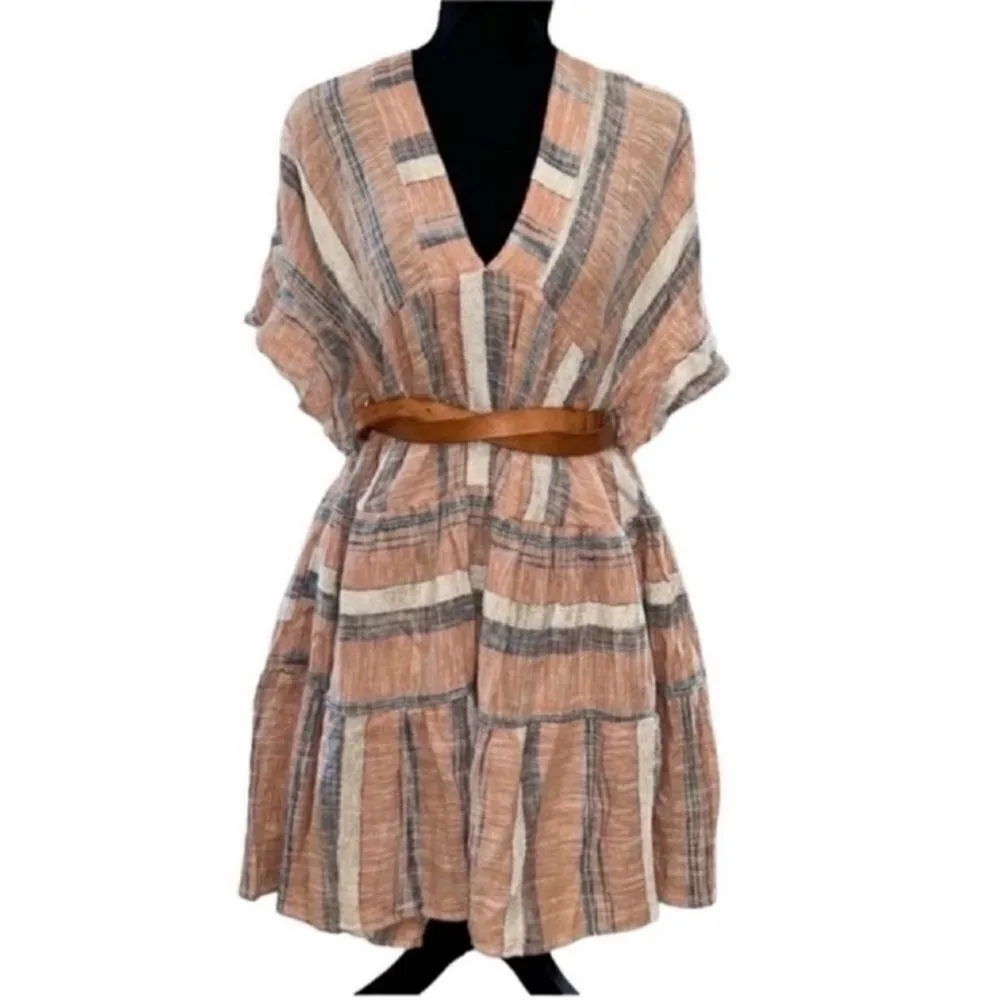 Lulu’s Striped Orange Linen Blend Oversized
Flowy Dress(Size Small) - Image 2