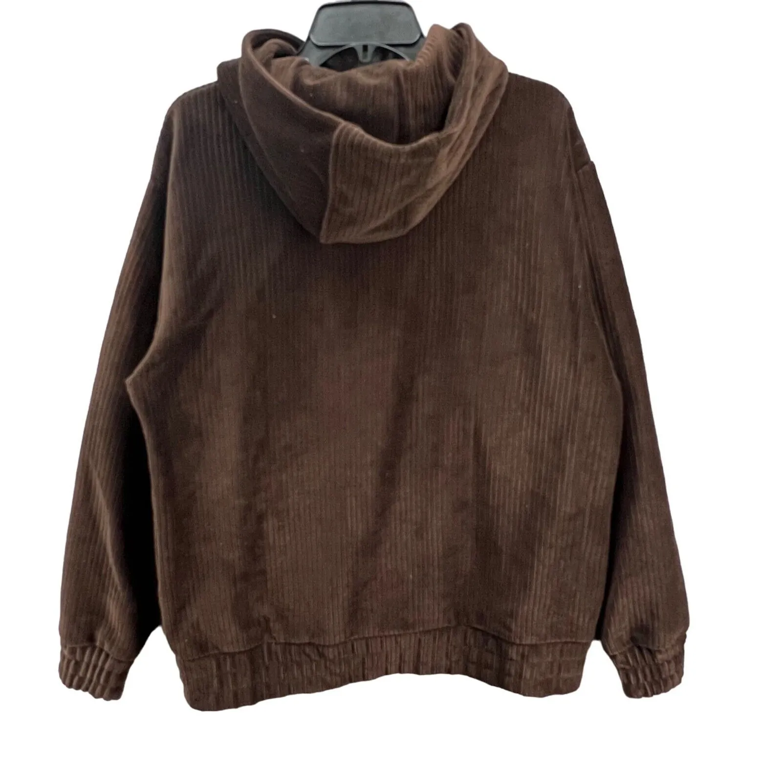 Maniere De Voir Pullover Hoodie Women M Brown Corduroy Oversized Sweatshirt - Image 3