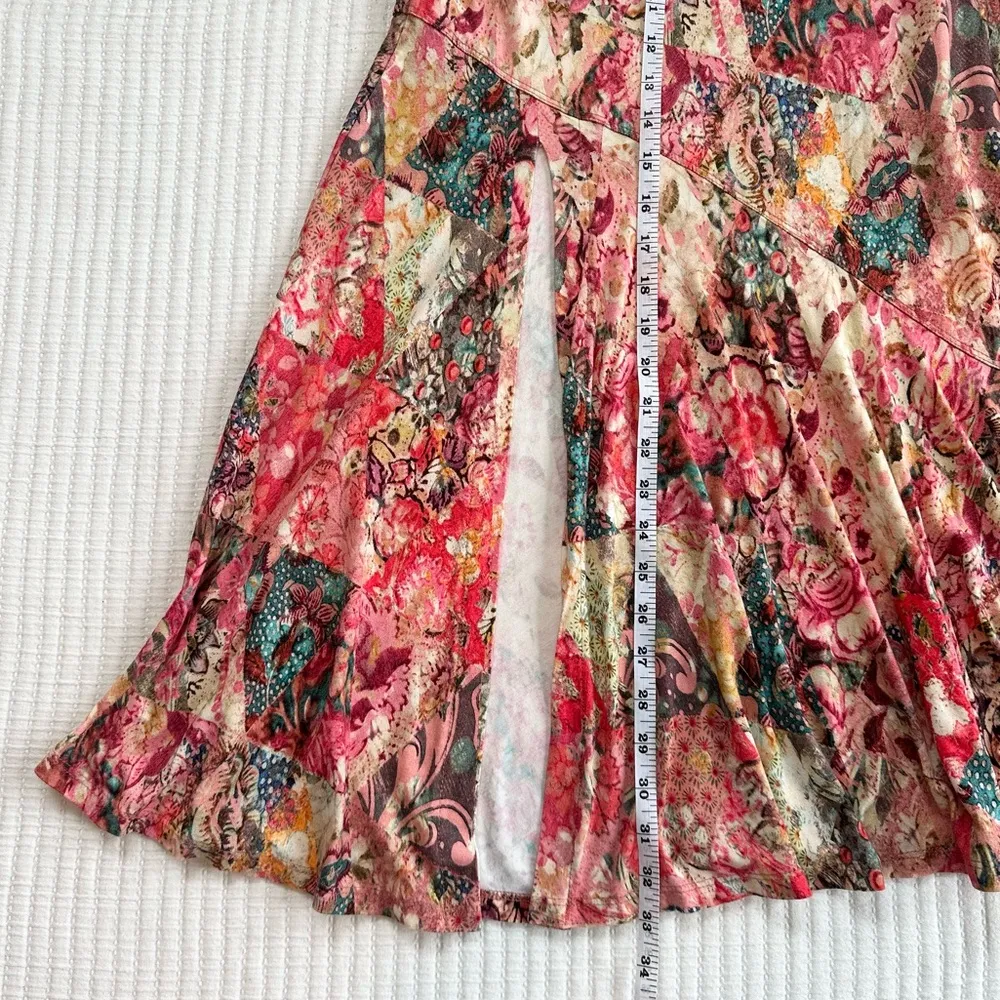 Peruvian Connection Colorful Patchwork Print Midi Skirt - Image 4