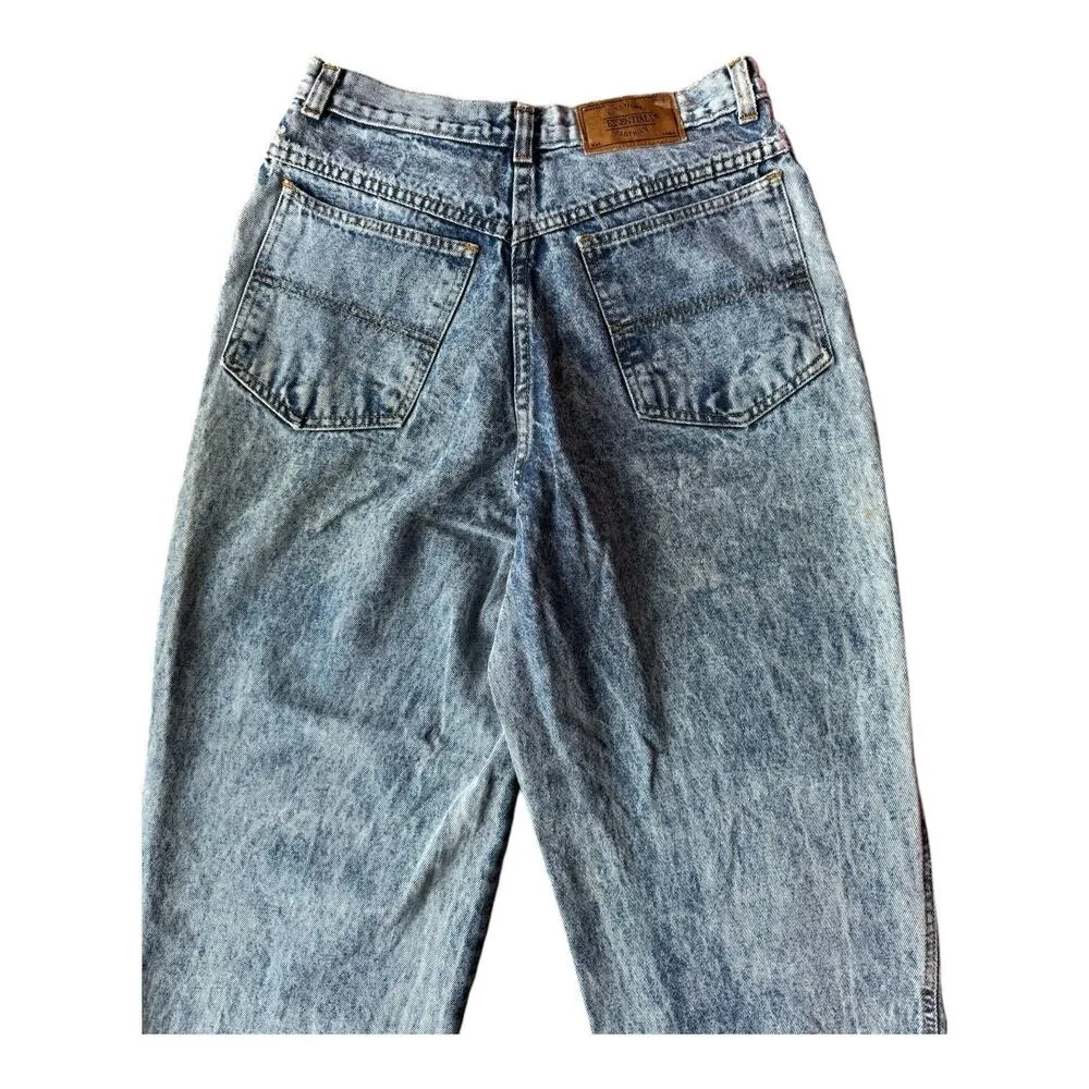 Vintage 80's Essentials Sport Acid Wash high rise Mom Button Fly jeans size 10 Blue - Image 11