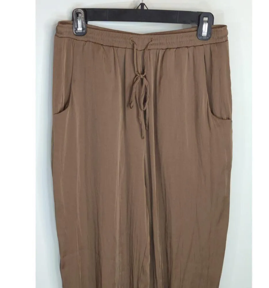 Zara Women's Greenish brown Jogger Pants Large High Waist Minimalist Casual NWOT - Image 2