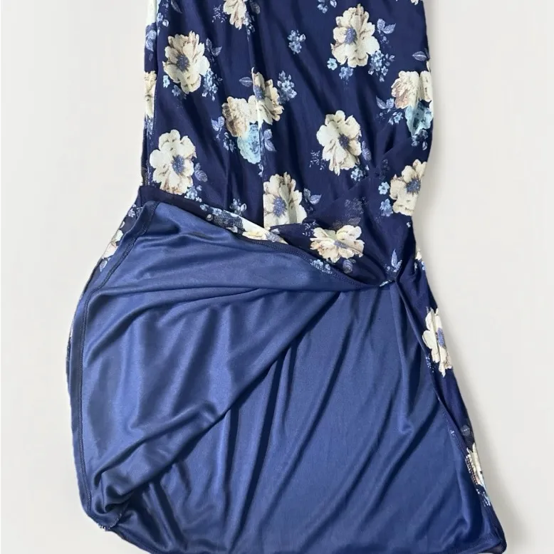 THIRTY THIRTY LA Slip Dress Womens‎ L Antebellum Lace Trim Satin Floral Blue Size L - Image 7