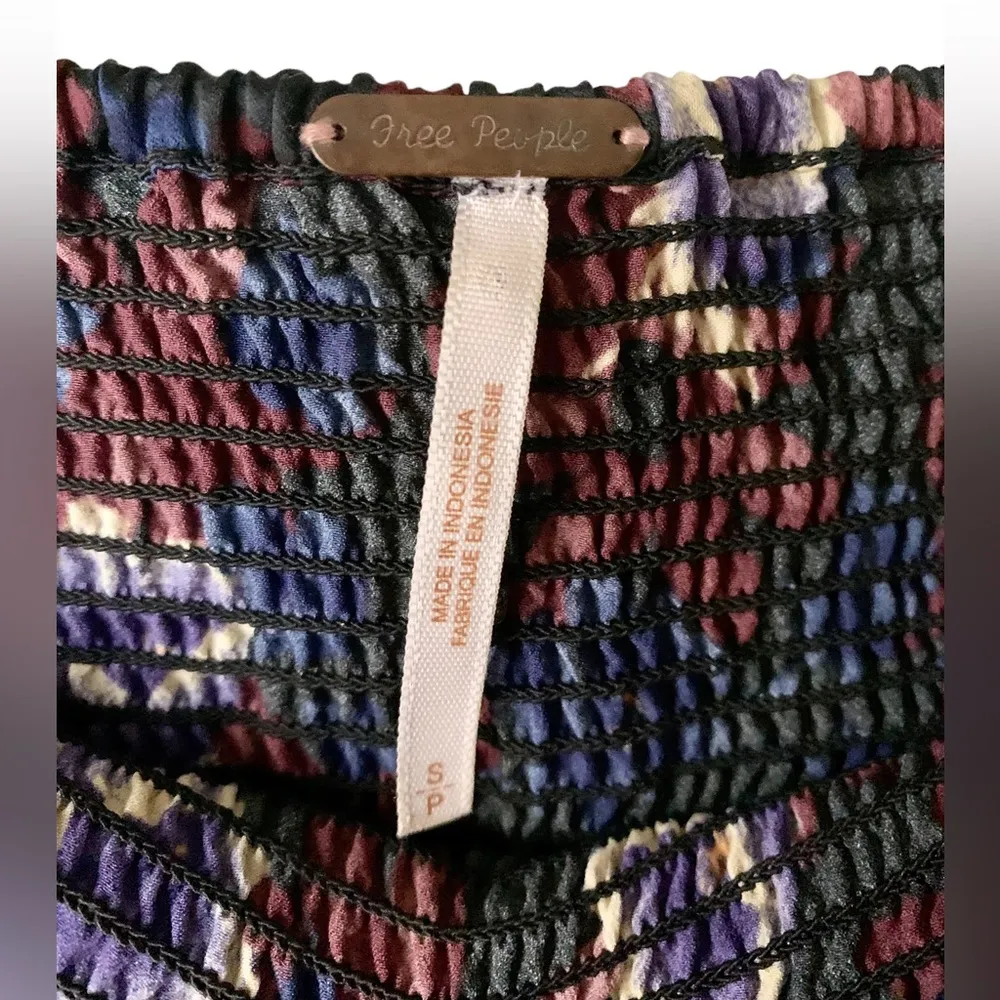 Free People smocked ruffle satin floral maxi dress or maxi skirt boho Y2K - Image 4