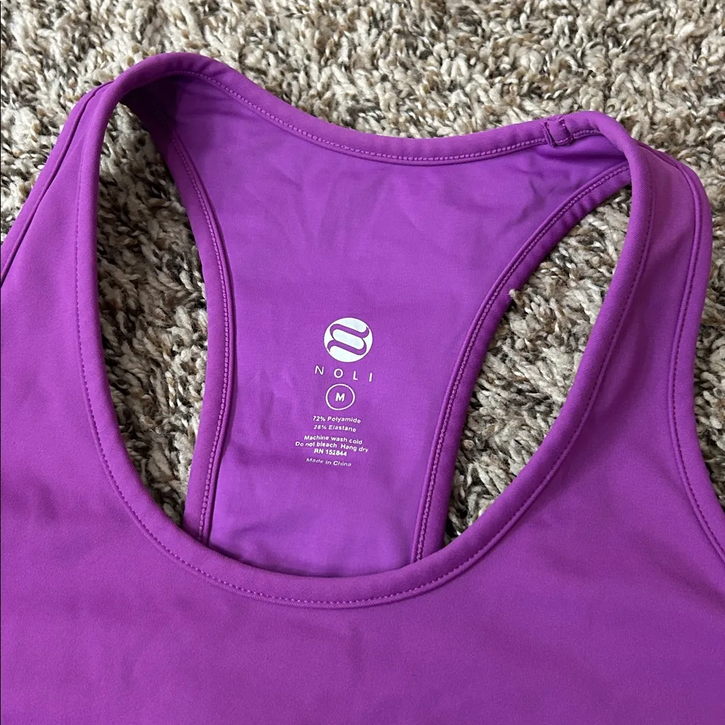 Noli Core Bra Racerback Purple Sports Bra Sz M - Image 2