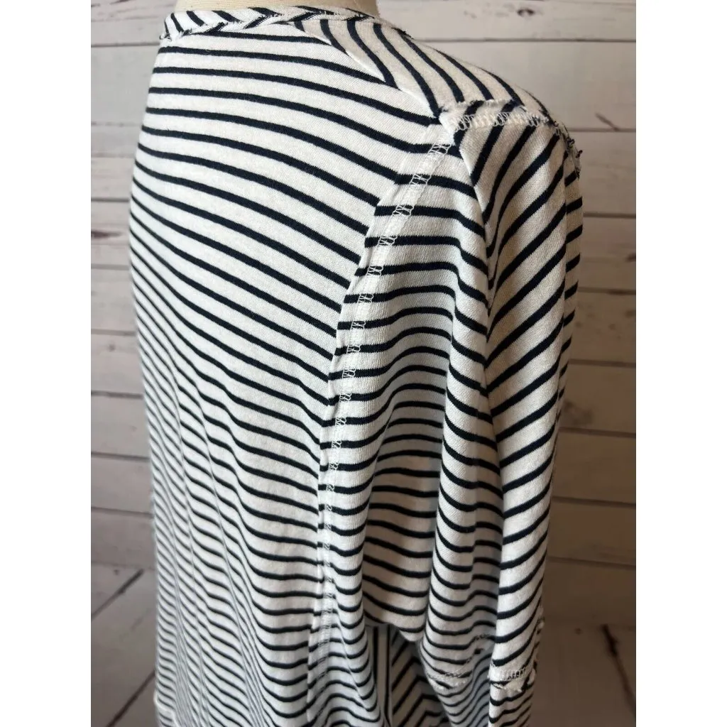 Sundance Raw edge Hem Tunic Top‎ Henley Shirt Small Striped Cotton Seashell - Image 8