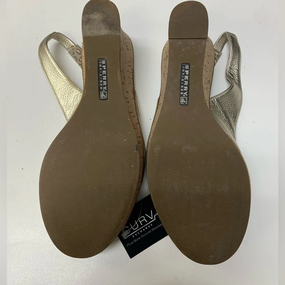 SPERRY gold cheetah cork wedges-Leather size 10 - Image 3