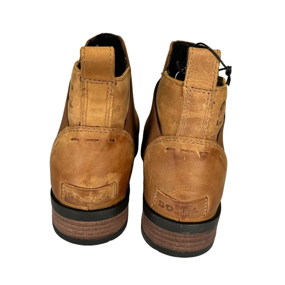 SOREL Emelie Chelsea Boots Waterproof Camel Brown Leather Women’s Size 10 - Image 5