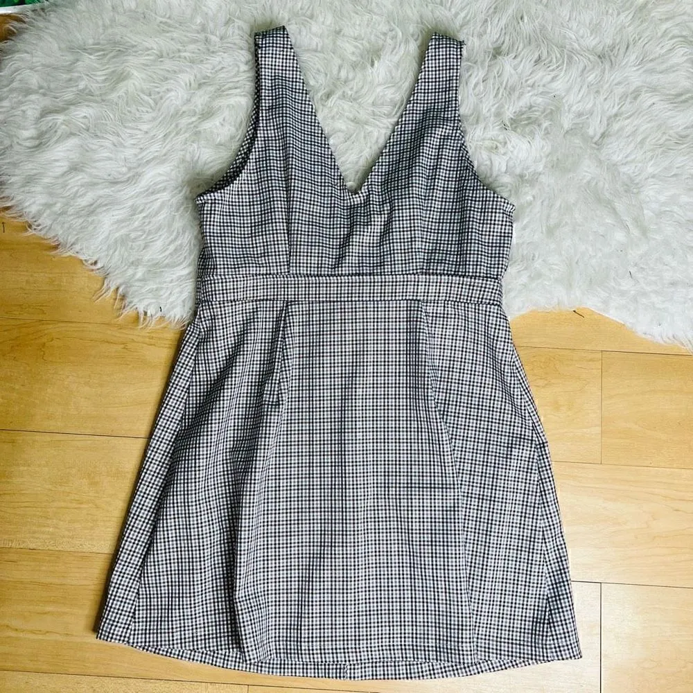 Plaid overall dress sleeveless size L White Size L - Image 6