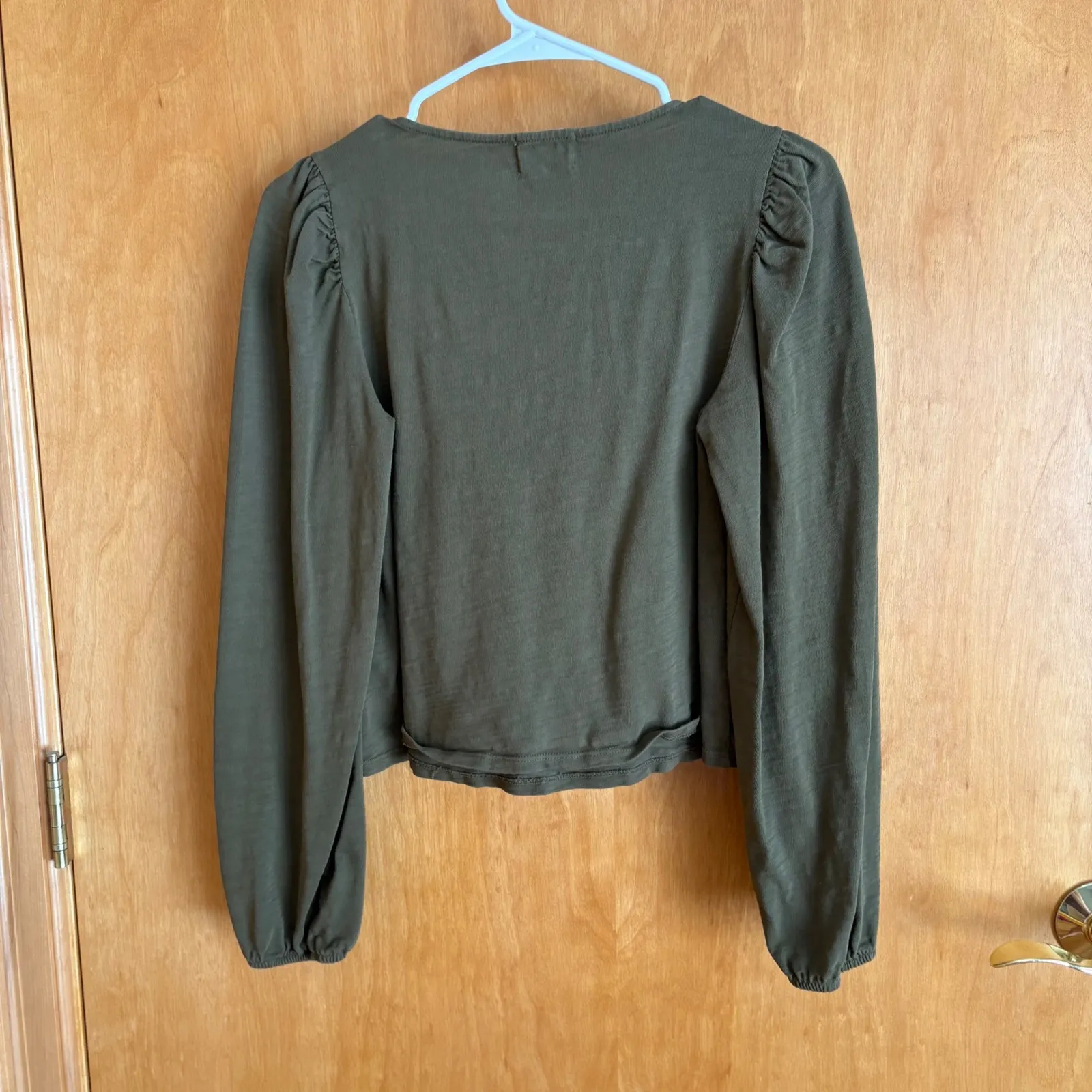 Nation LTD Women's Square Neck Long Sleeve Olive Green Top, Size XS 1383JJR‎ - Image 3