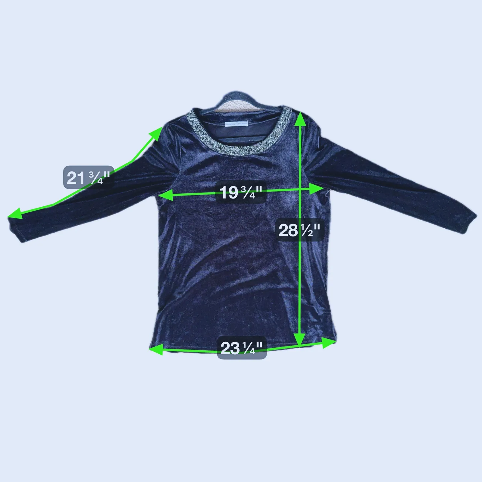 Signature Collection Glam Velour Rhinestone Collar Top M Black Evening Velvet - Image 7