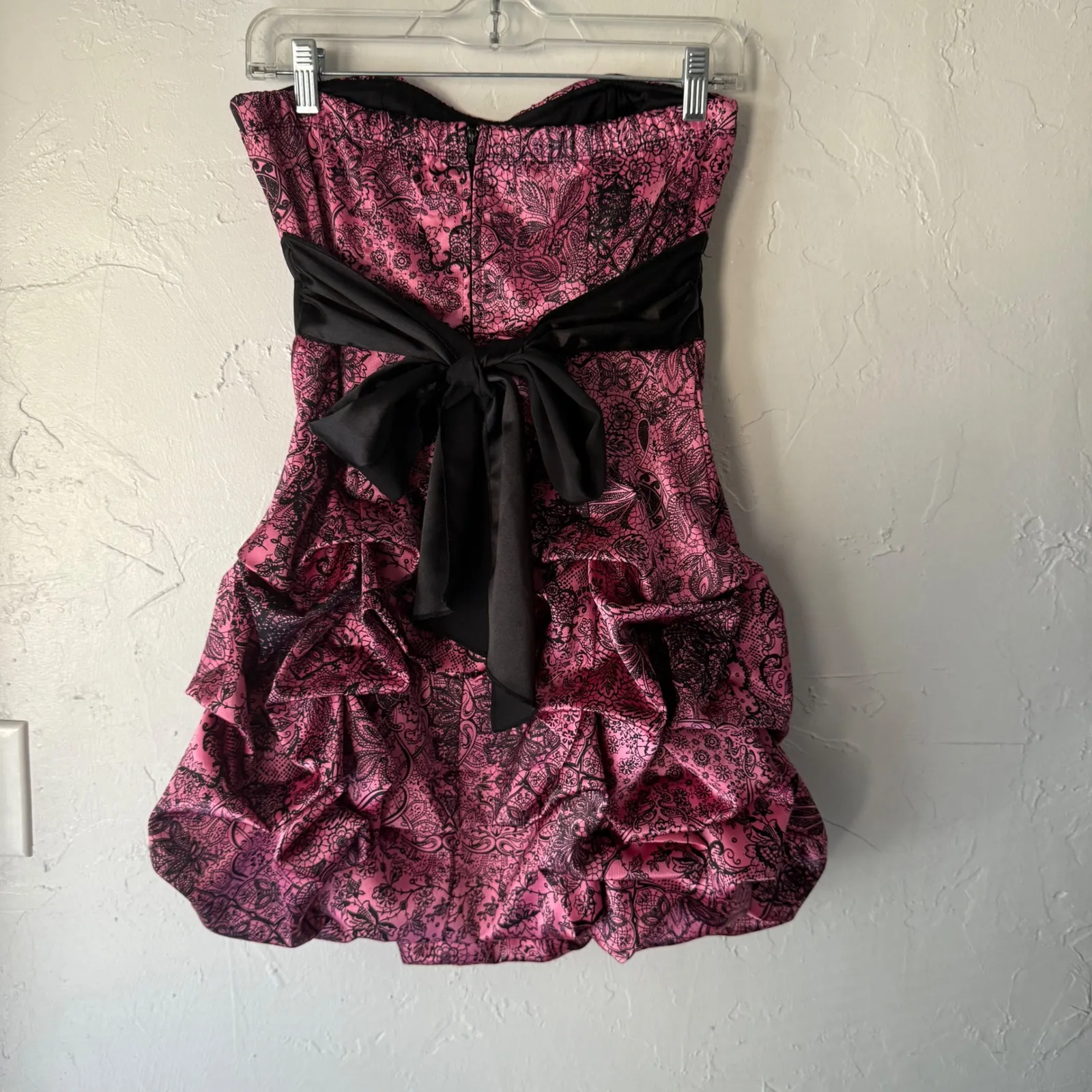 Ruby Rox Vintage Y2k Pink Black Lace Ruffle‎ Bubble Dress M Emo Punk Scene Dance - Image 4
