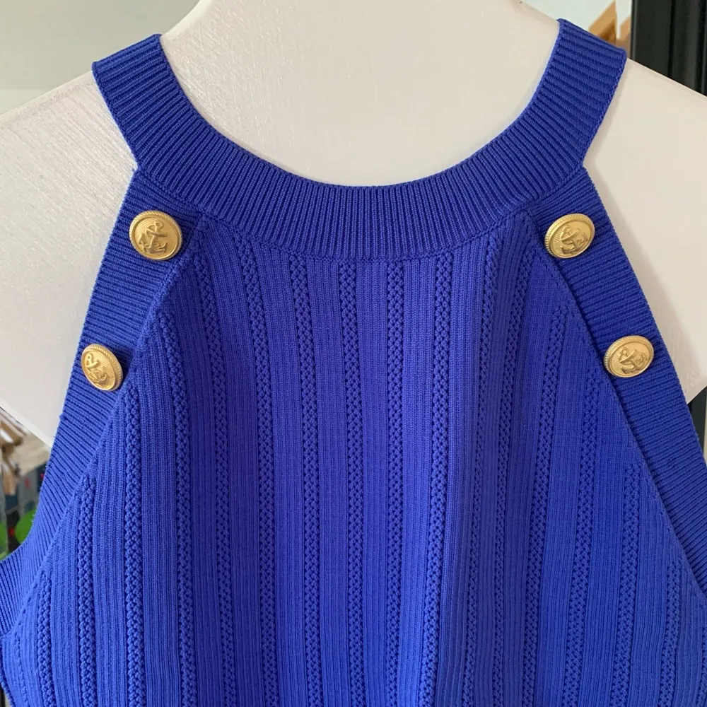 NEW Happily Grey Periwinkle Blue Sleeveless Sweater Crop Tank Top Size L - Image 3