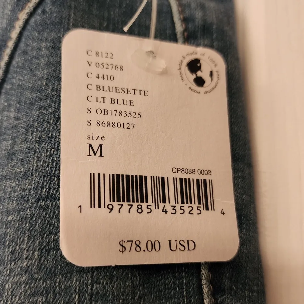 Free People We The Free Mid Rise Double Dutch Slit Skinny Blue Jean Size Medium - Image 5