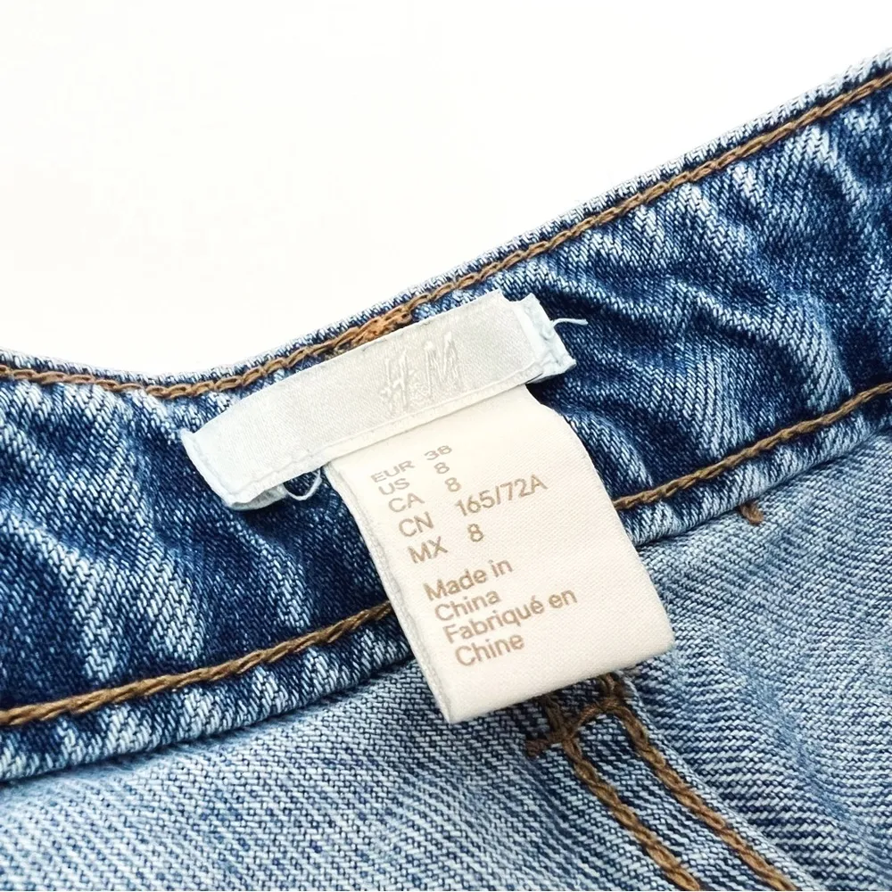 H&M Distressed High-Rise Button Fly Shorts | Size 8 - Image 4