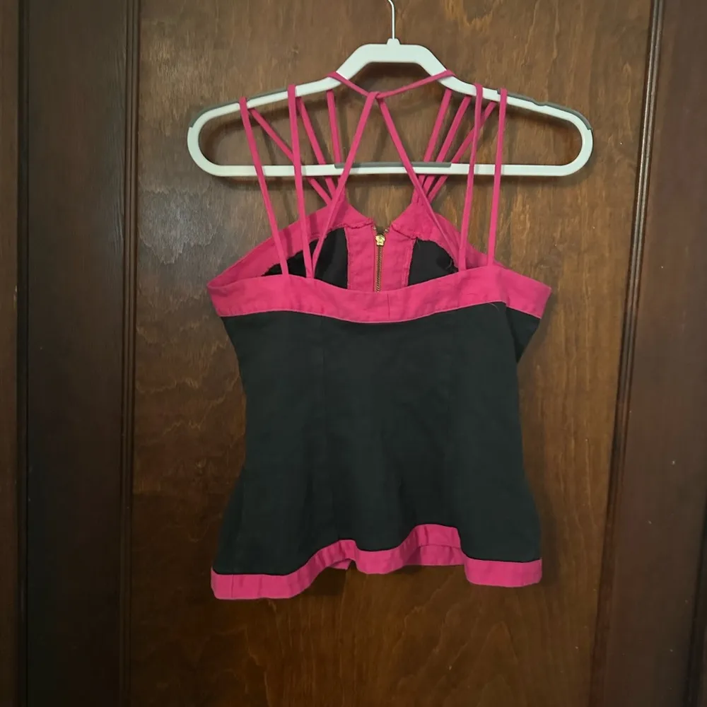 Vintage Y2K Zip Front Bustier Top Black Size XS - Image 3