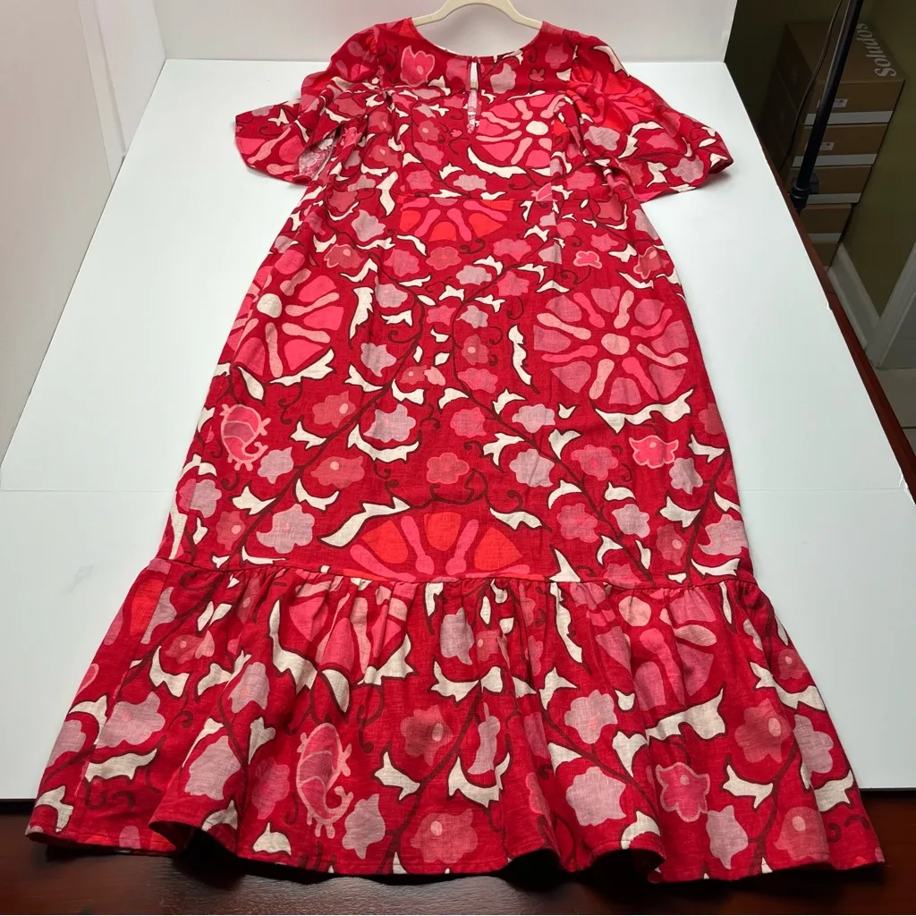 Rhode x Target Midi Red Floral Linen Blend Bell Sleeve Dress‎ Size 16 Summer NEW - Image 16
