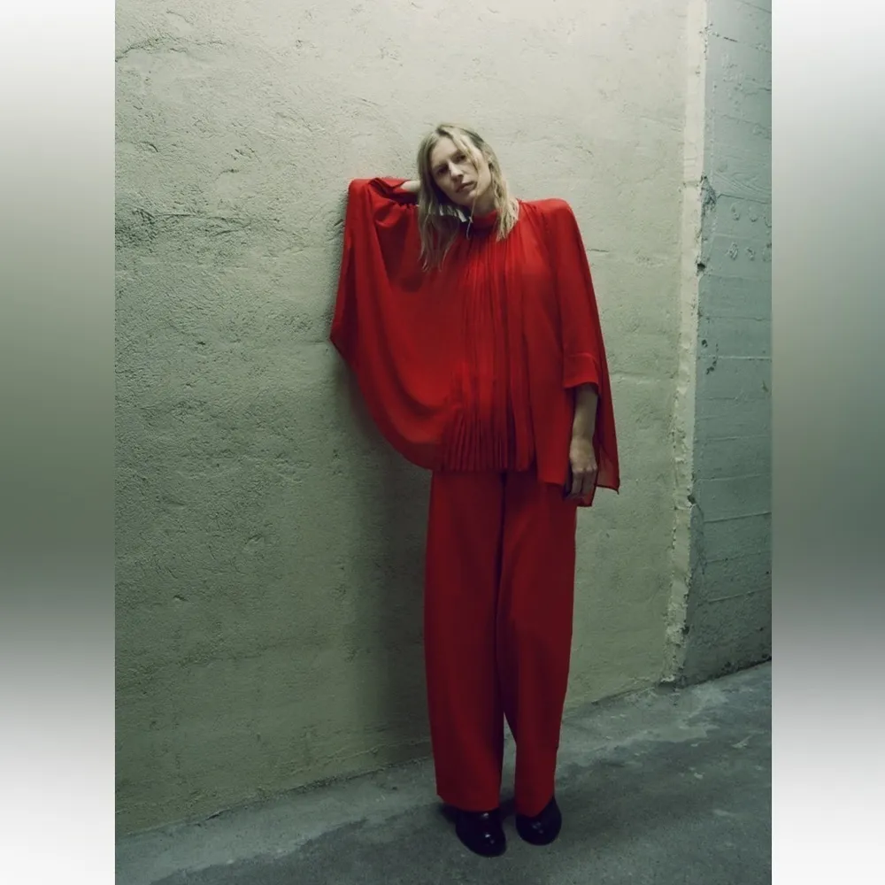 Zara New Bloggers Fav Red Low‎ Rise Formal Pants Limited Studio Edition Size M - Image 5