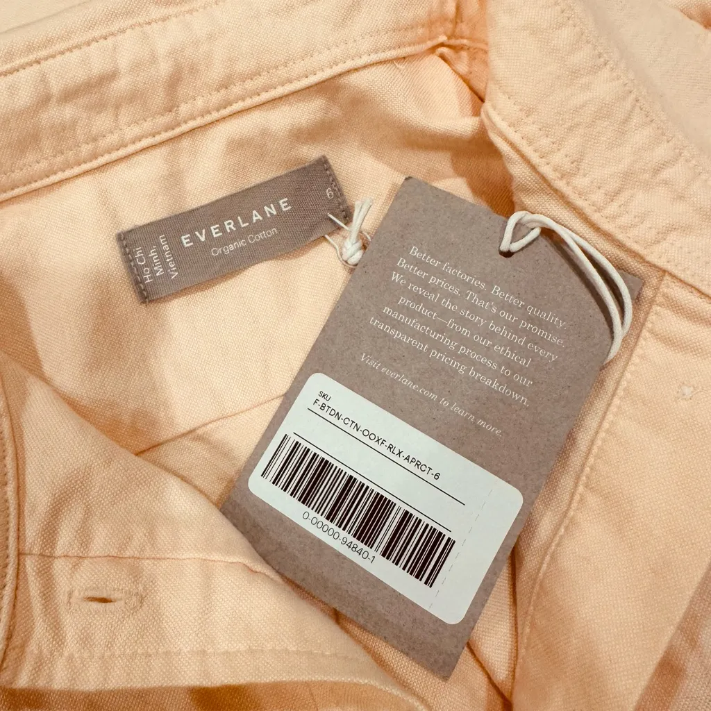 Everlane The Relaxed Oxford Shirt Apricot Organic Cotton Womens Size 6 Button Up - Image 6
