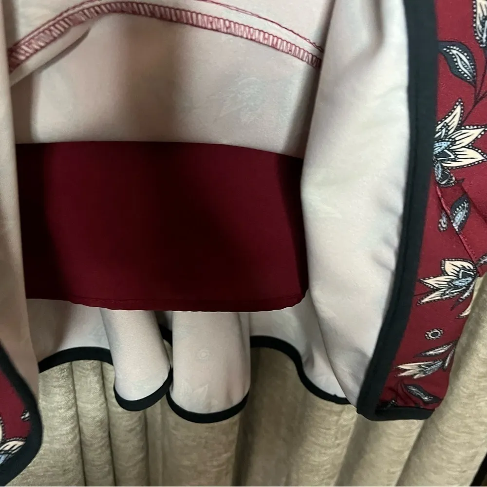 Nanette Lenore Wine Red Floral Trumpet Three Quarter Ruffle Sleeve Dress Size 10 - Image 11