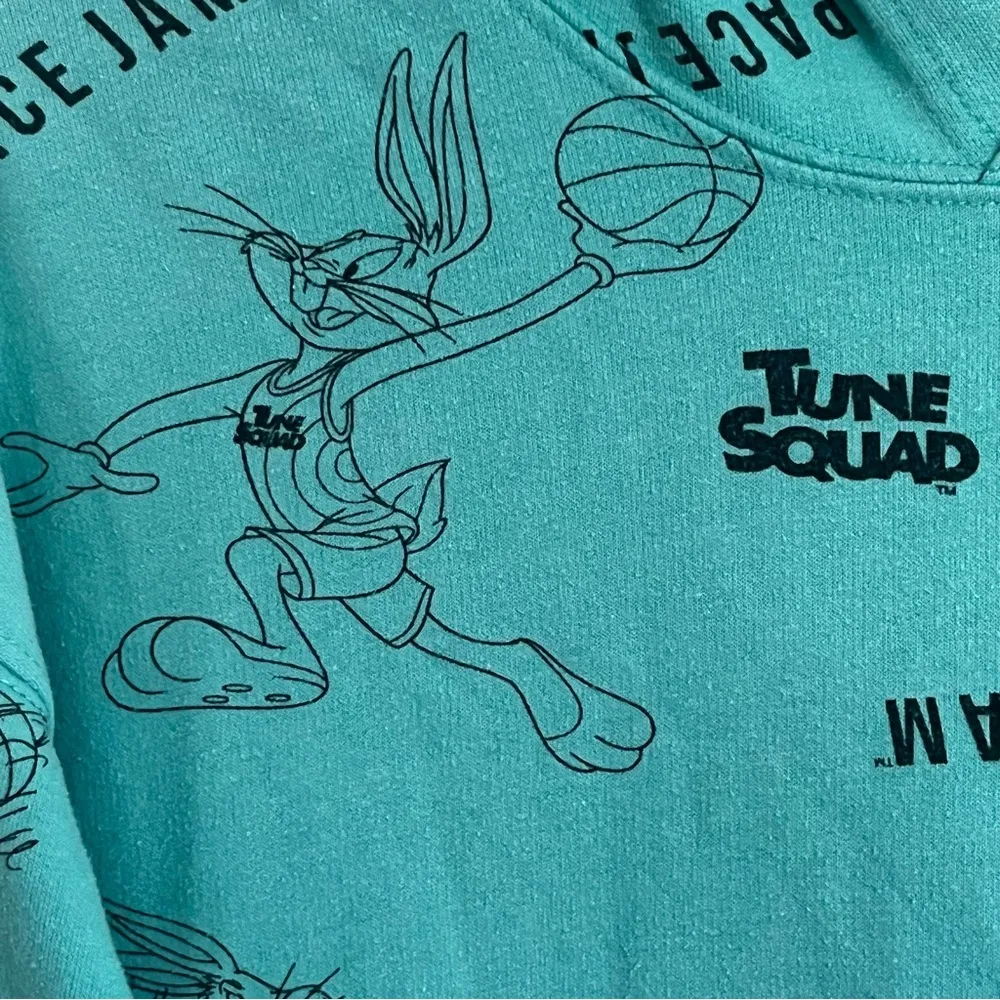 Space Jam Hoodie All Over Print‎ Tune Squad Teal Womens Size Small Basketball Green - Image 4