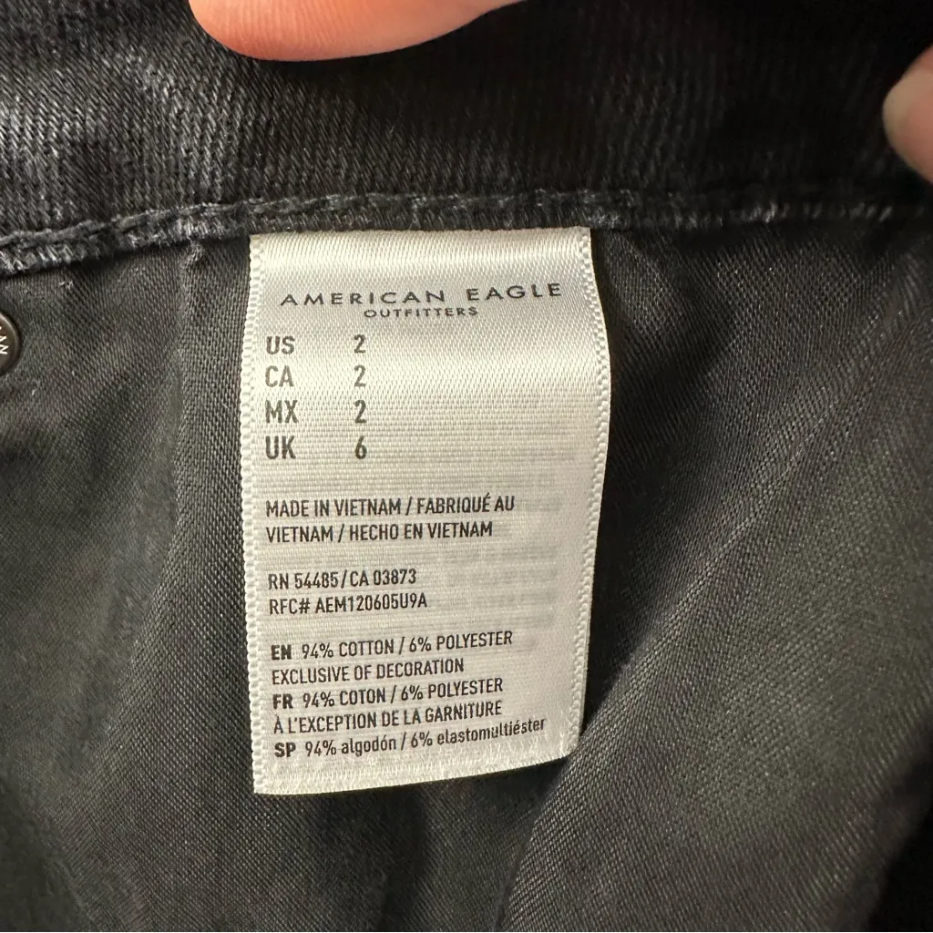 American‎ Eagle Hi Rise A Line Mini Skirt Black Denim Casual Festival Women's 2 - Image 5
