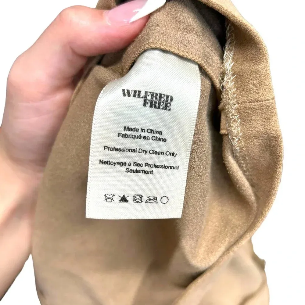 Aritzia Wilfred Free Vegan Suede Tan Straight Skirt‎ Size 2 - Image 5