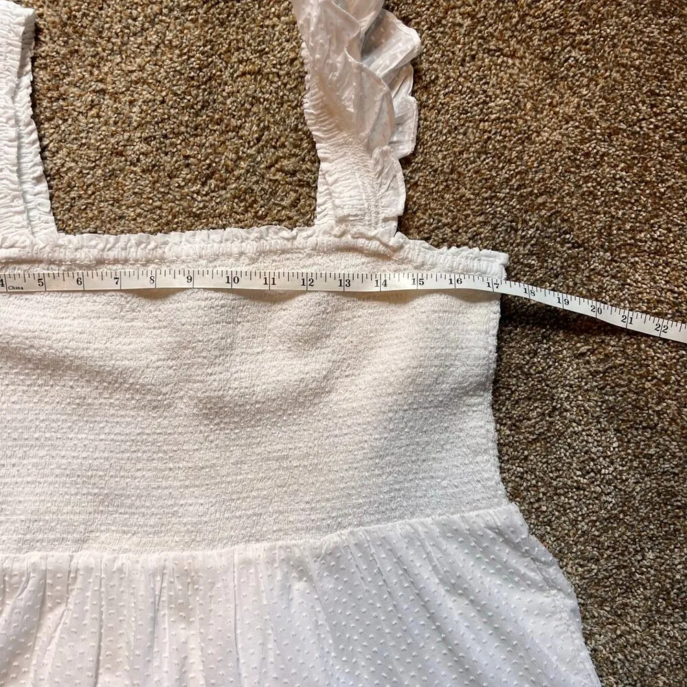 J. Crew 100% Cotton Smocked Tiered Midi Dress. White. Size Large White - Image 4