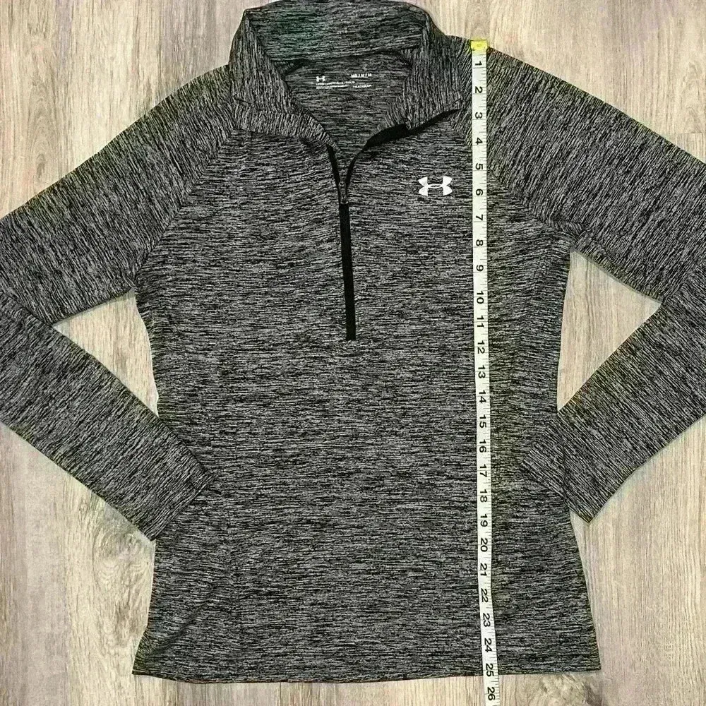 Under Armour HeatGear 1/4 Zip Lightweight Long Sleeve Athletic Top Gray Size M - Image 3